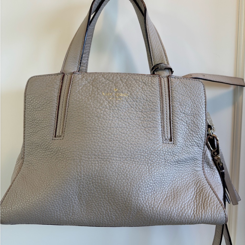 Kate Spade Grey Street Pebbled Taupe Leather Satchel Tassel WKRU3169 Handbag